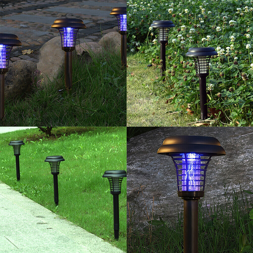 US 2-4 Pack Solar Outdoor Mosquito Fly Bug Insect Zapper Killer Trap Lamp Light