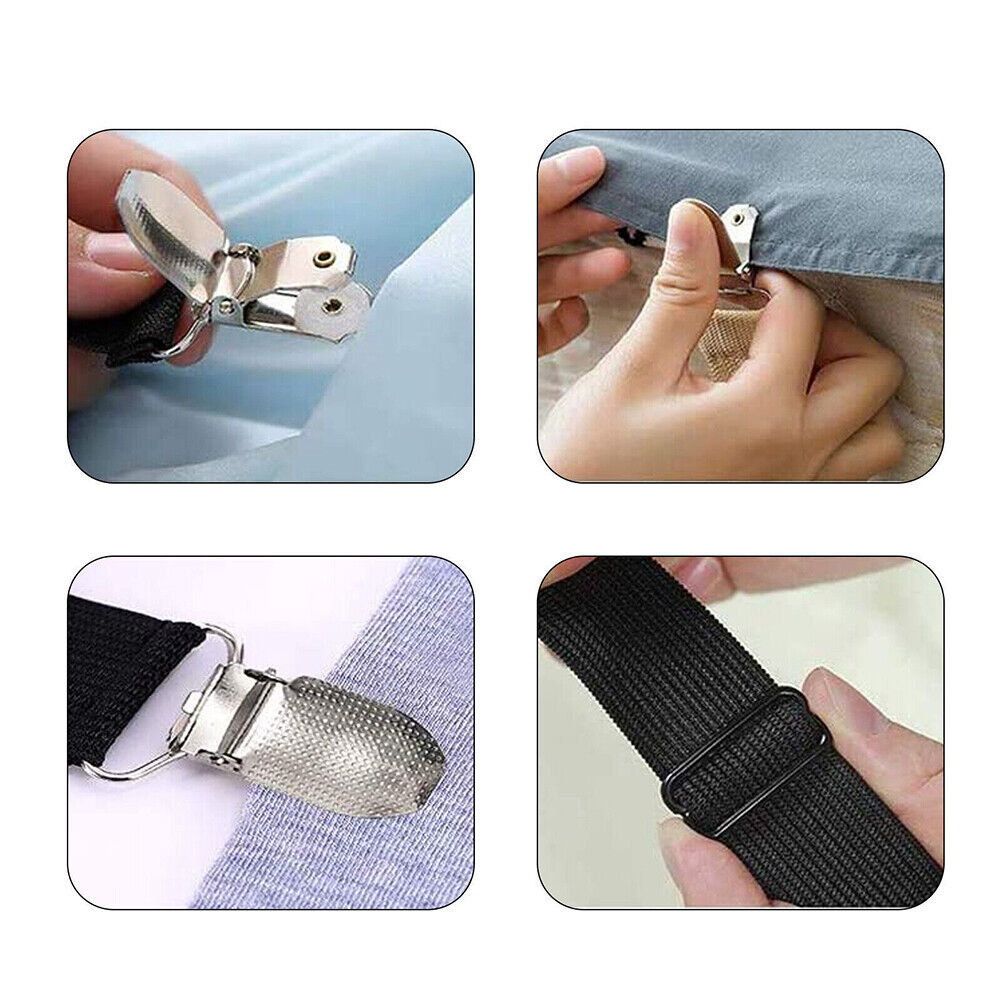 US 4-8 Pc Bed Fitted Clips Keep Bedsheets Mattress Sheet Grippers Holders Straps