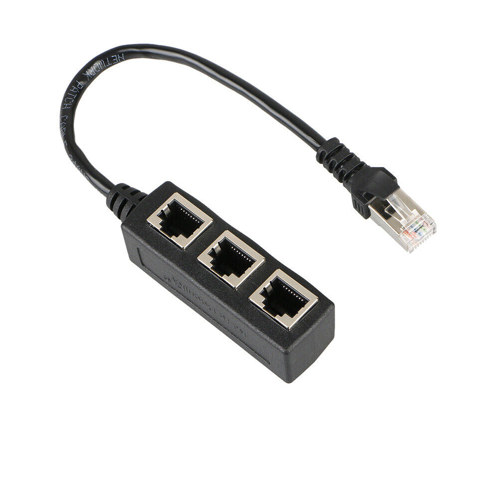 US 1-2 Pack RJ45 Cable Splitter Ethernet Adapter 1 To 3 Port LAN Network Plug