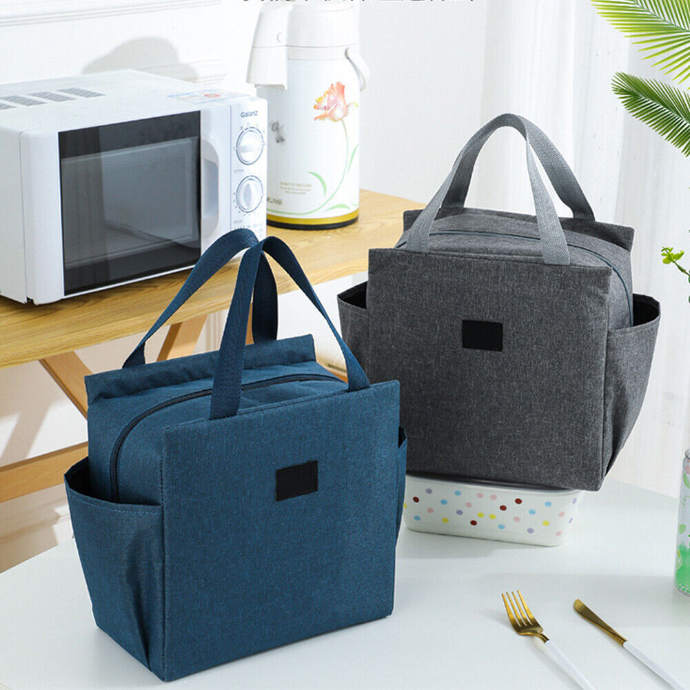 US 1-2 Pc Insulated Lunch Bag Thermo Cooler Hot Cold Box Kids Adults Work Office