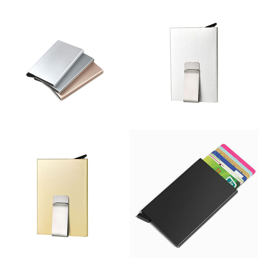 US Mens RFID Blocking Slim Money Clip Carbon Fiber Wallet ID Credit Card Holder