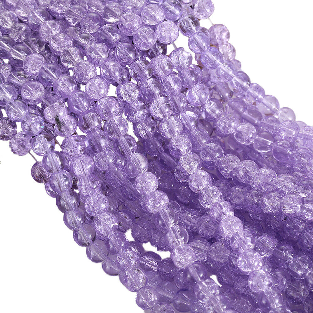 US 100-200 Pcs Crackle Glass Loose Bead Jewelry Making Crafts Bracelet Necklace