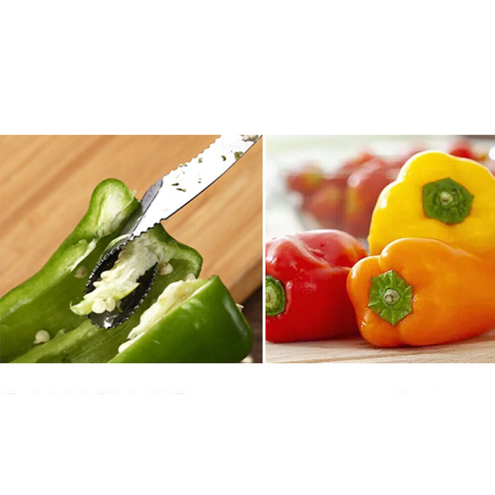 US 2-4 Pcs Pepper Fruit Vegetable Corer Core Remover Deseeder Slicer Cutter Tool