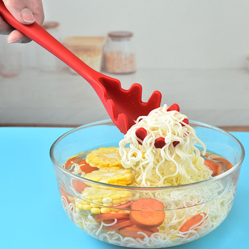US 1-2 Pack Silicone Pasta Fork Heat Resistant Noodle Spaghetti Server Spoon