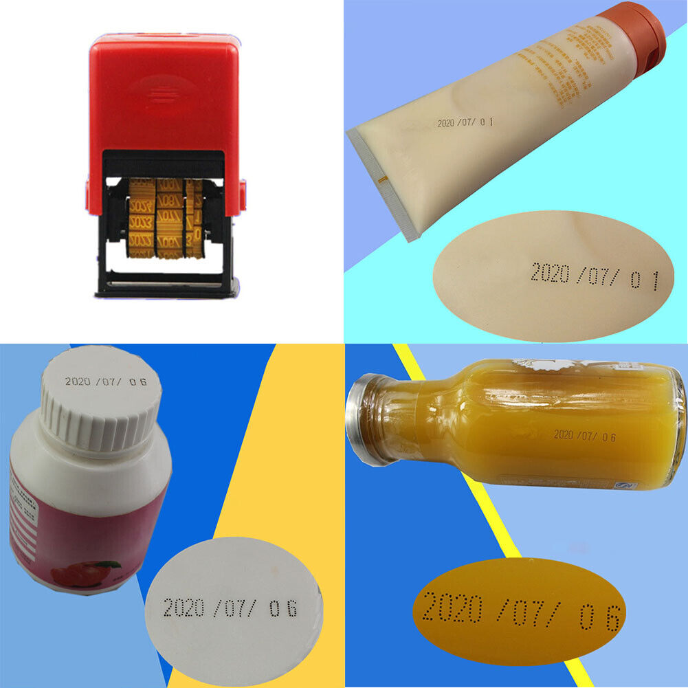 US 1-2 Pack Self Inking Rubber Date Office Stamp Handheld Date Stamp Plastic Bag