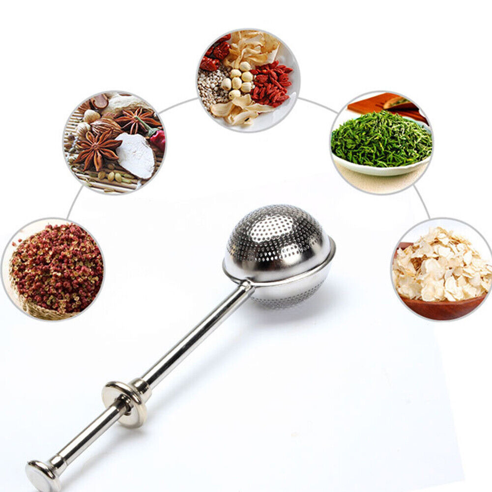 US 1-2 Pack Long Handle Tea Strainer Ball Reusable Stainless Steel Infuser