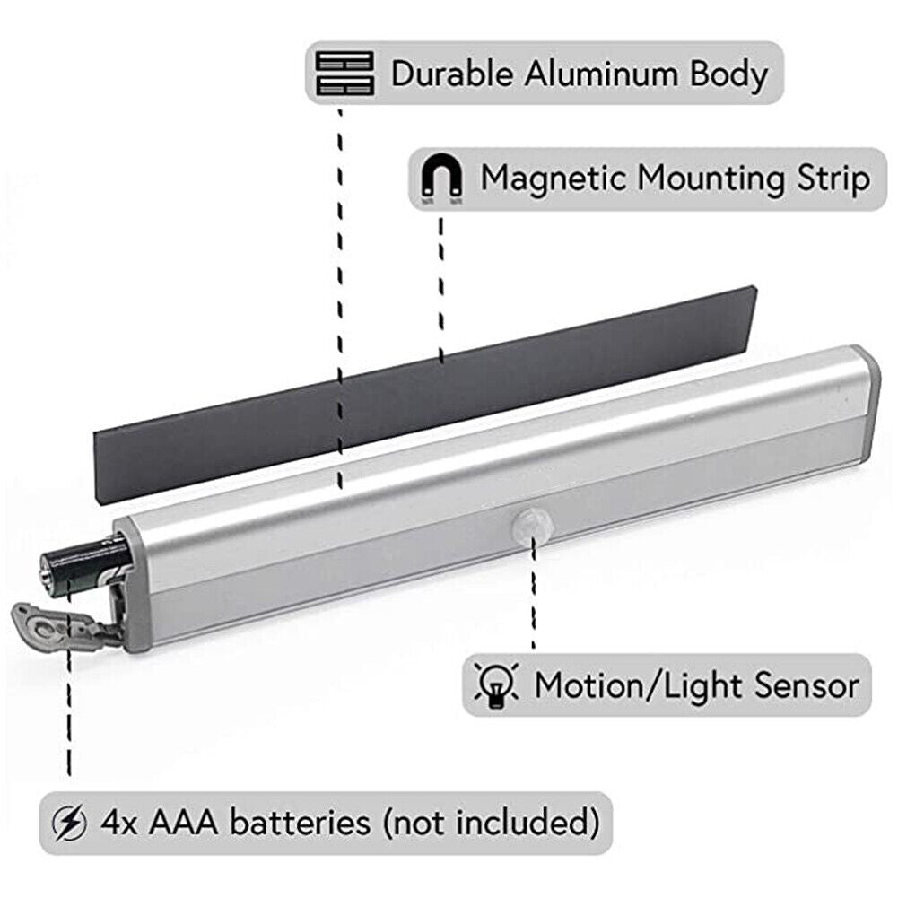 US 10 LED Motion Sensor Closet Lights Cordless Under Cabinet Lightening Bar