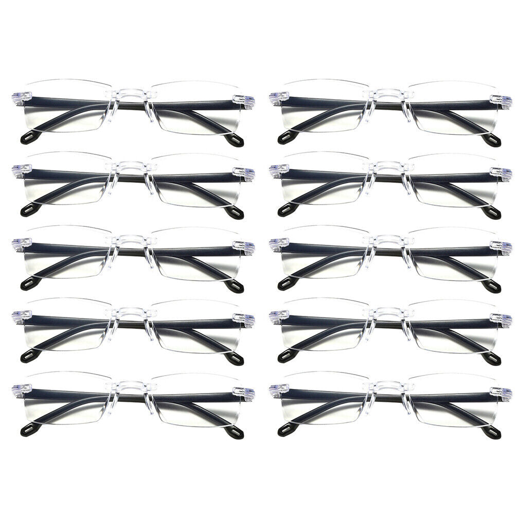 US 5-10 Pc Rectangular Rimless Blue Light Blocking Reading Glasses Unisex Reader