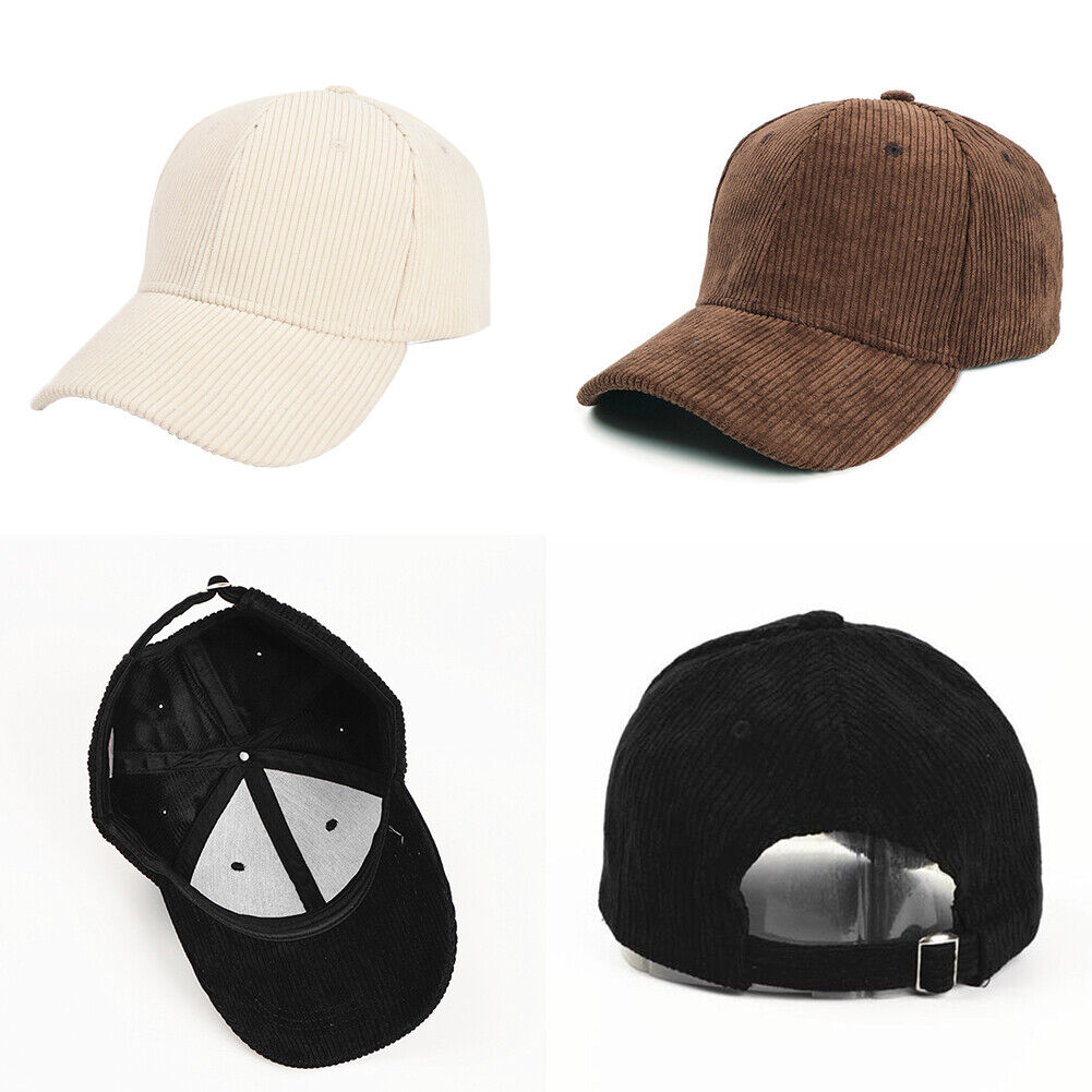 US 1-2 Pcs Cotton Corduroy Baseball Cap Classic Adjustable Plain Hat Warm Unisex