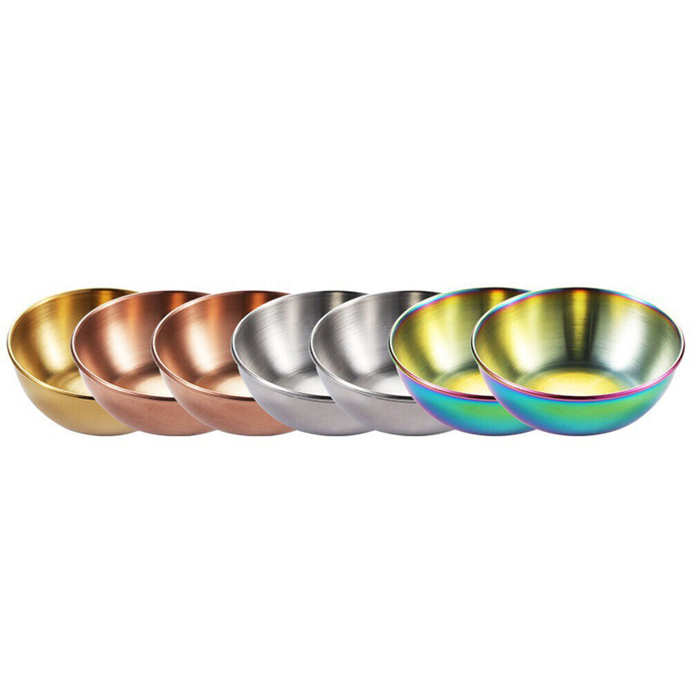 US 8-16 Pc 3.2” Stainless Steel Sauce Dish Saucers Dipping Bowl Appetizer Plates