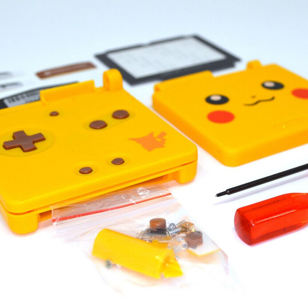 US 1-2 Pcs Pikachu Yellow GBA SP Advance SP Replacement Housing Shell Screen Len