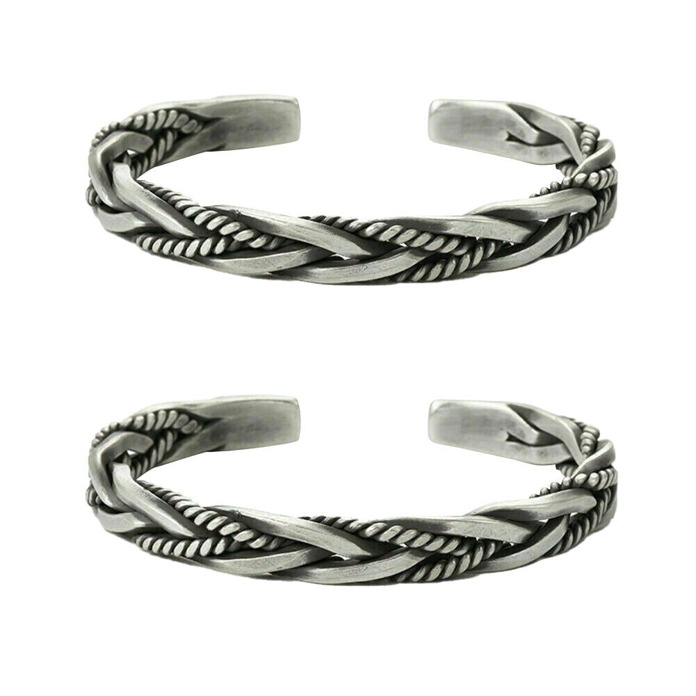 US 2-4 Pcs 925 Sterling Silver Bracelet Open Handmade Vintage Twist Cuff