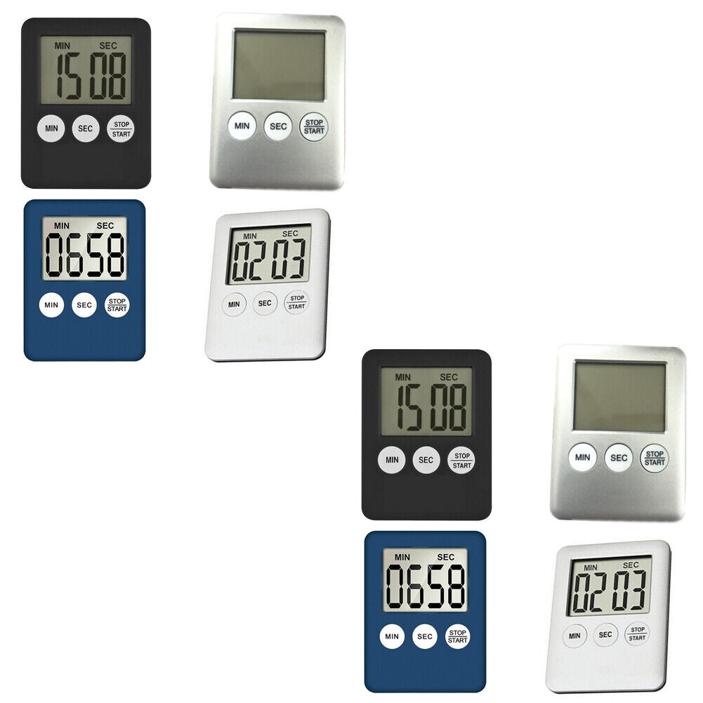US 4-8 Pcs Large LCD Digital Kitchen Cooking Timer Count-Down Clock Loud Alarm