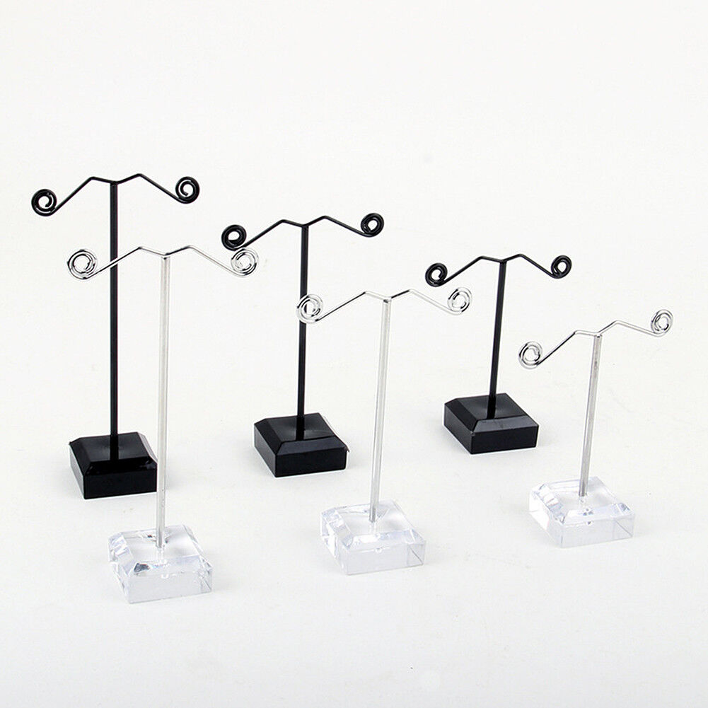 US 3 Pcs Alloy Earrings Display T-Shape Stand Showcase Jewelry Organizer Holder