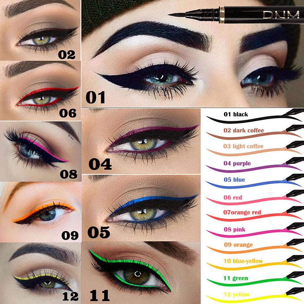 US 1-2 Pack Colorful Eyeliner Waterproof Long Lasting Liquid Eye Liner Pen Tool