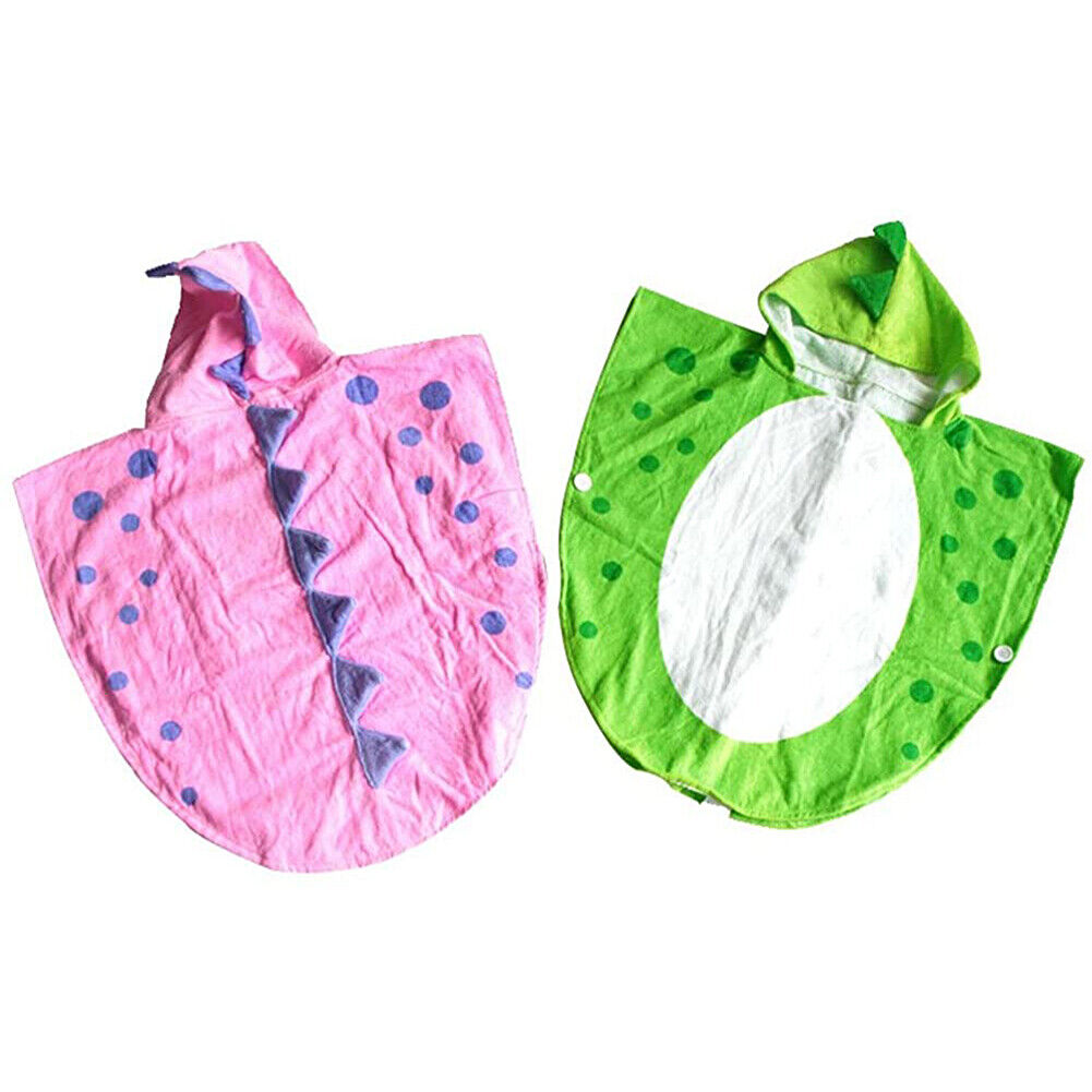 US Capped Hooded Baby Kids Dinosaur Bath Towel Wrap Toddler Bathrobe Cloak Cape