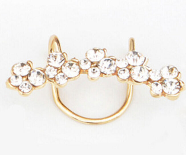 2X Magik Rhinestone EarStud Crystal Ear Cuff Wrap Clip On Non-piercing Earrings