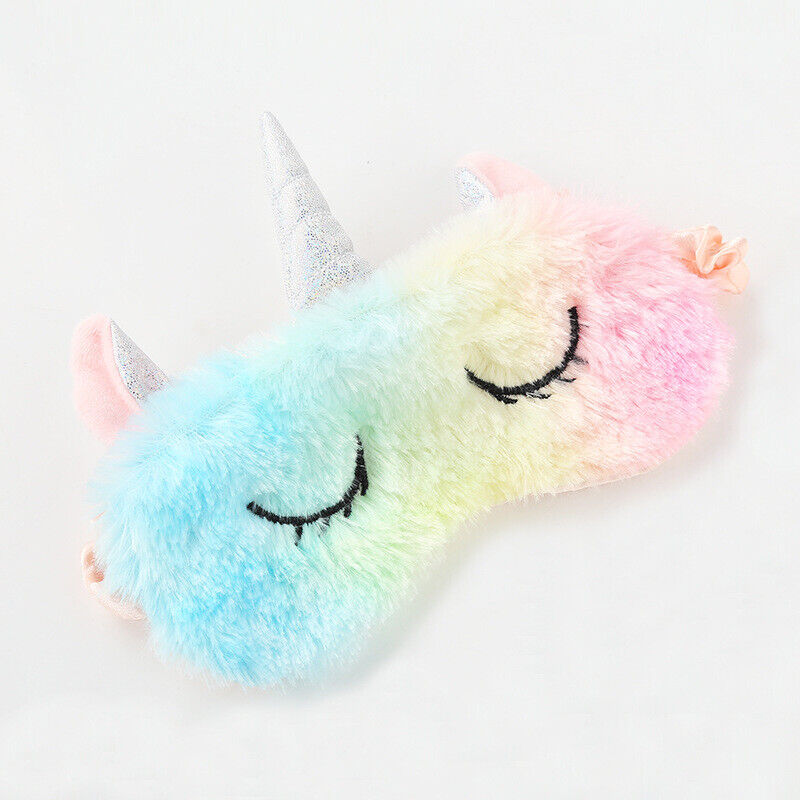 US Unicorn Animal Eye Mask Soft Plush Sleep Masks Sleeping Blindfold Traveling