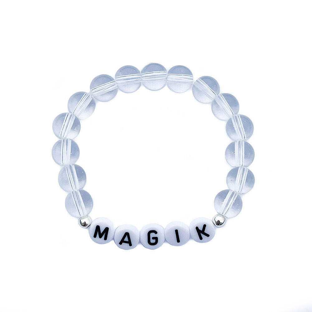 US Custom Name Bracelet Faux Pearl Jade Crystal Beaded Stackable Mama Bracelet