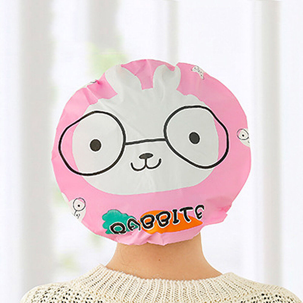 3-6 Pcs Women Shower Cap Waterproof Elastic Bath Hat Cleaning Hat Cute Kid Adult