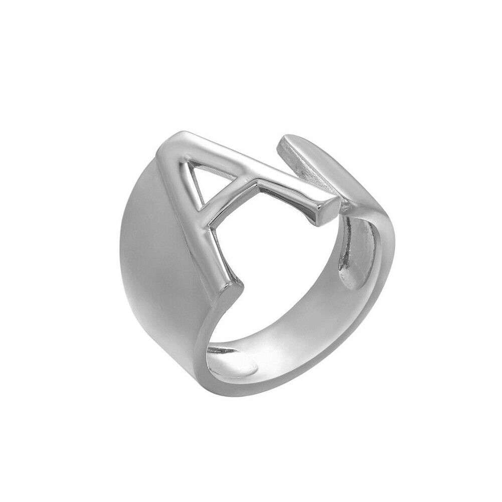 US Alphabet Letter A to Z Resizable Knuckle Ring Initial Gold Silver Letter Ring