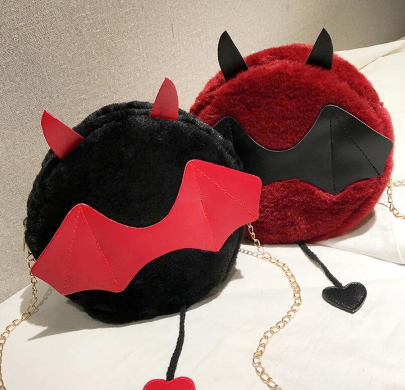 Magik Devil Monster Crossbody Shoulder Bag Faux Fur Fluffy Bat Doll Toys Handbag