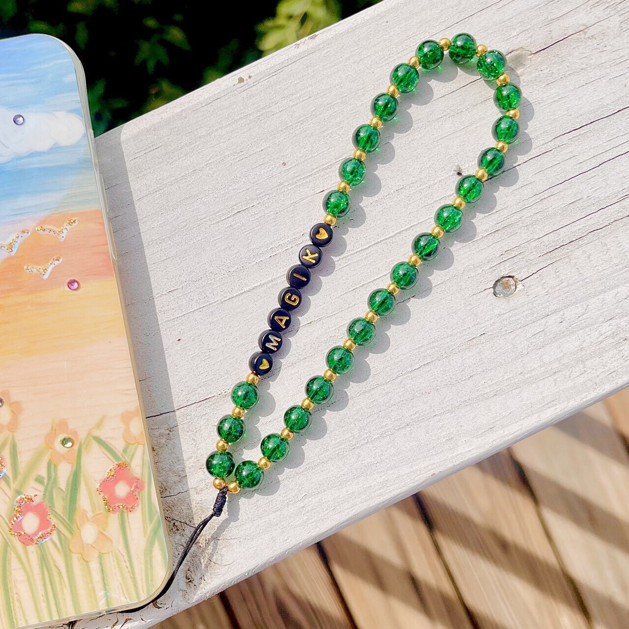 US Personalized Beaded Phone Lanyard Name Chain Wristlet Strap Charms Y2K Vibe
