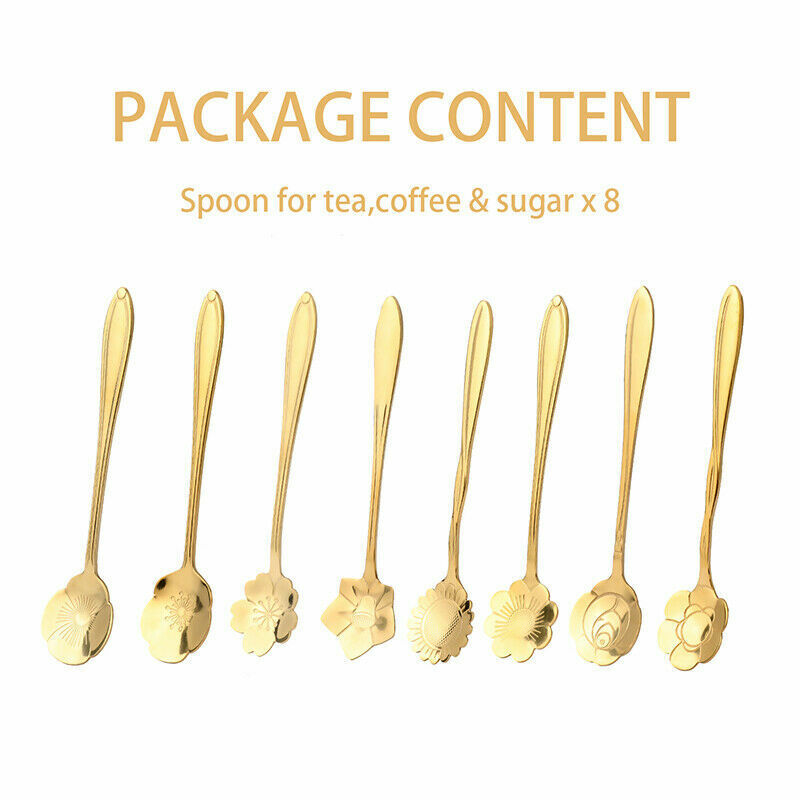8 Pack Magik Floral Stainless Steel Tableware Creative Flower Coffee Spoon Set