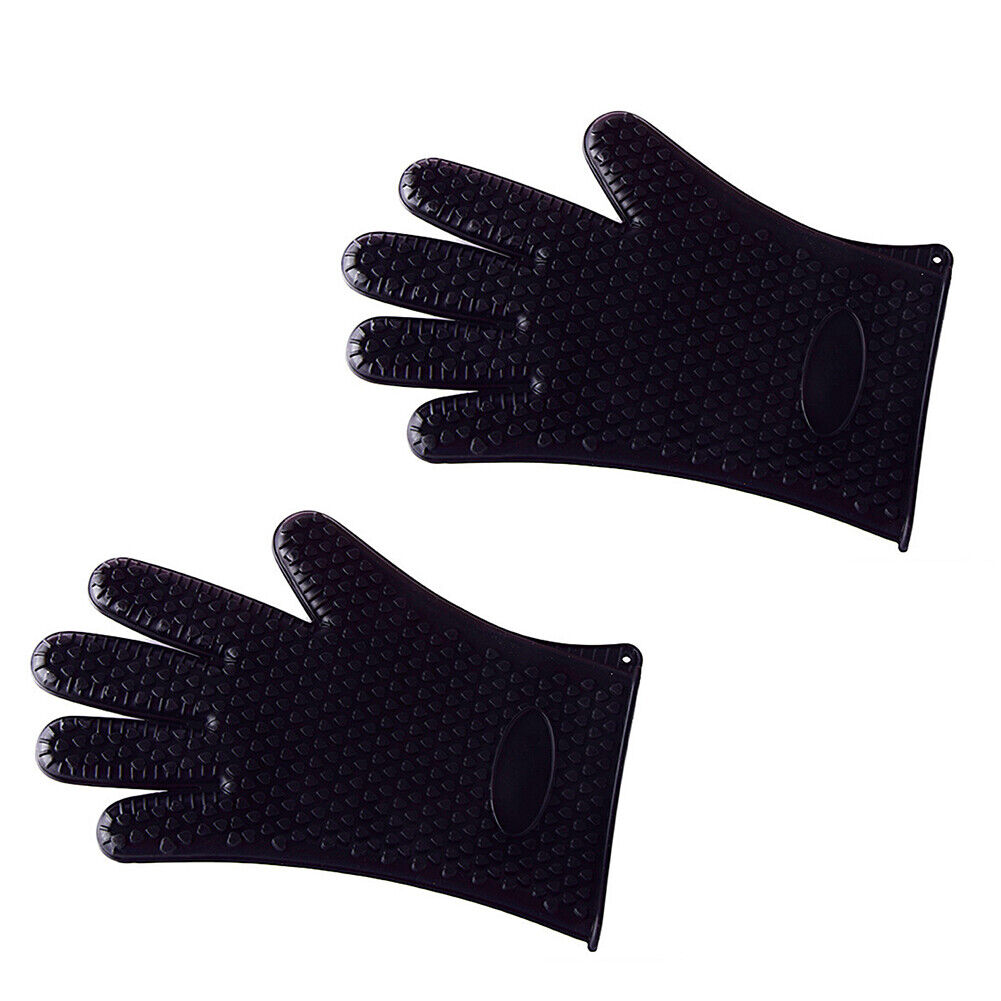 US Silicone BBQ Heat Resistant Gloves Grill Pot Holder Cooking Grip Oven Mitts