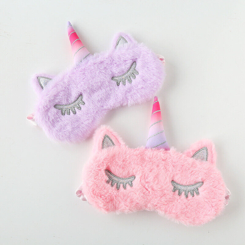 US Unicorn Animal Eye Mask Soft Plush Sleep Masks Sleeping Blindfold Traveling