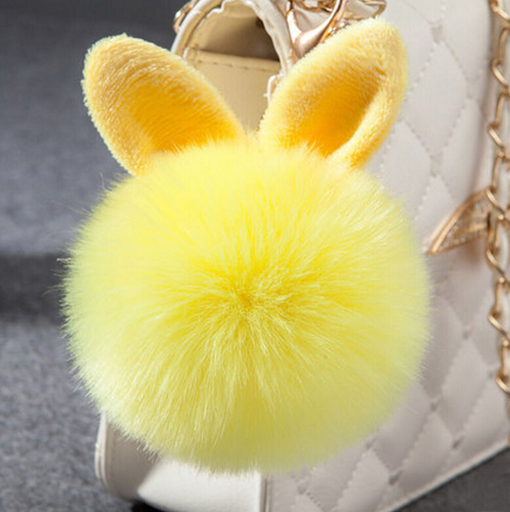 Rabbit Fur Ball/Rabbit Ear PomPom Cell Phone Car Pendant Handbag Key Chain Ring