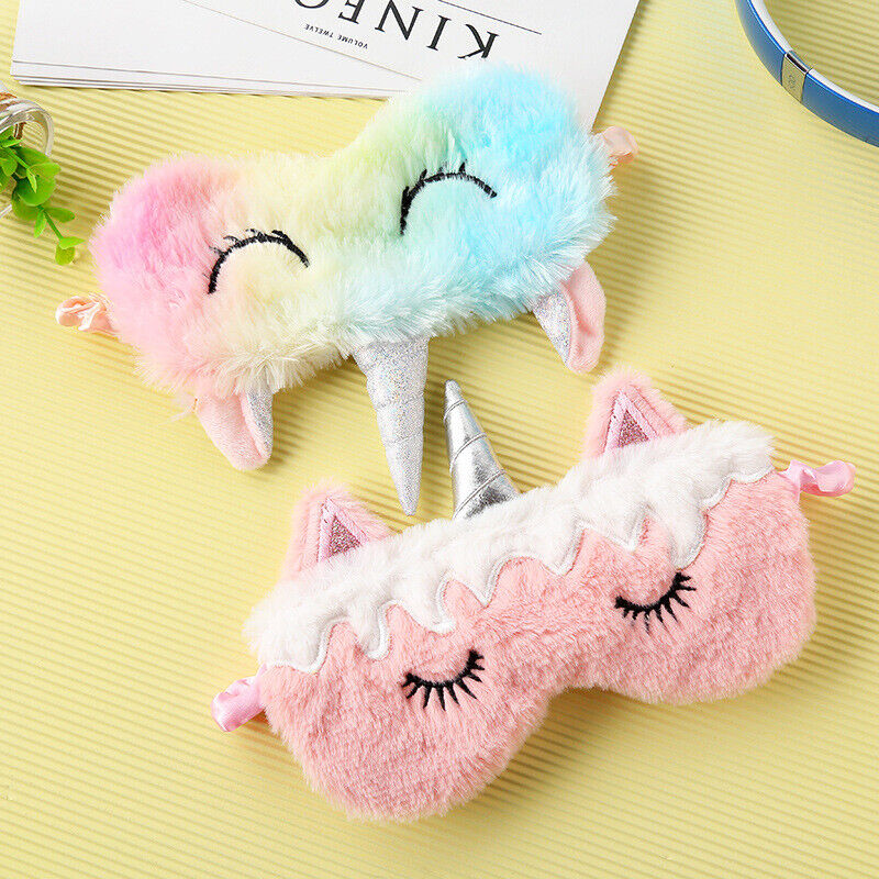 US Unicorn Animal Eye Mask Soft Plush Sleep Masks Sleeping Blindfold Traveling