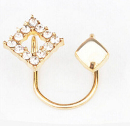 2X Magik Rhinestone EarStud Crystal Ear Cuff Wrap Clip On Non-piercing Earrings