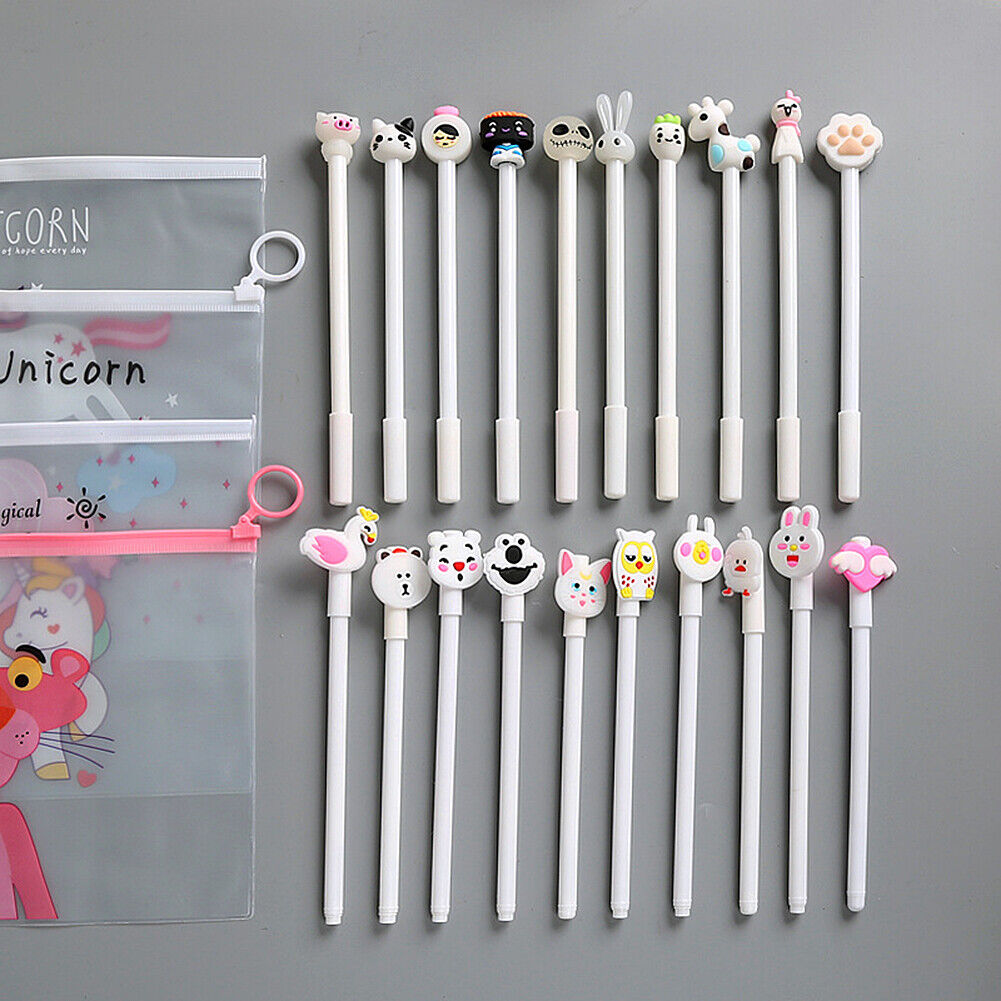 US 20pcs/lot Cute Office School Accessories 0.5mm Pen Gel Pens + Organizer Bag