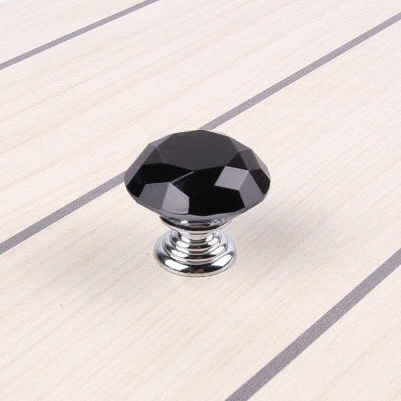 10Pcs Crystal Glass Cabinet Knob Diamond Shape 30mm Drawer Cupboard Handle Pull