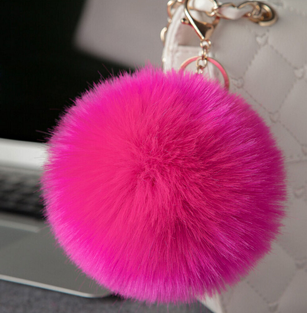 Rabbit Fur Ball/Rabbit Ear PomPom Cell Phone Car Pendant Handbag Key Chain Ring