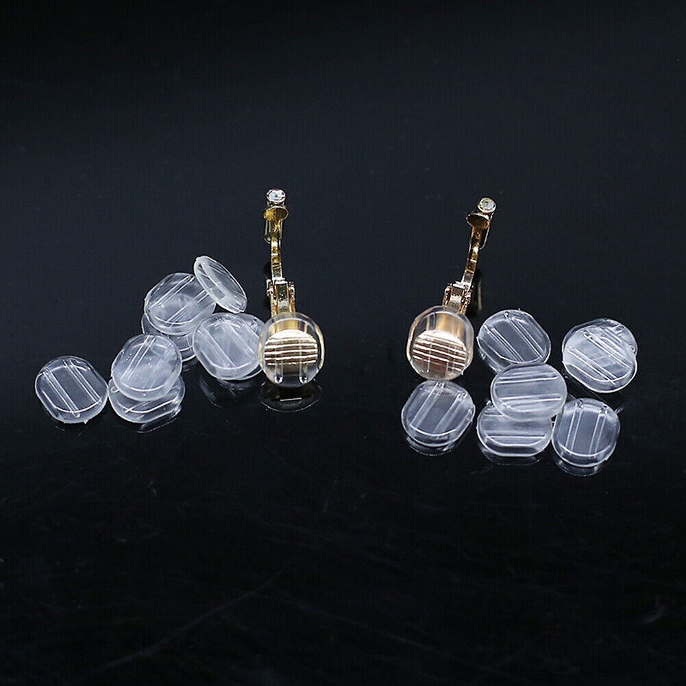 US 50-100 Pack Clear Comfort Cushion Pads for Clip on Earrings Non Pierced Ears