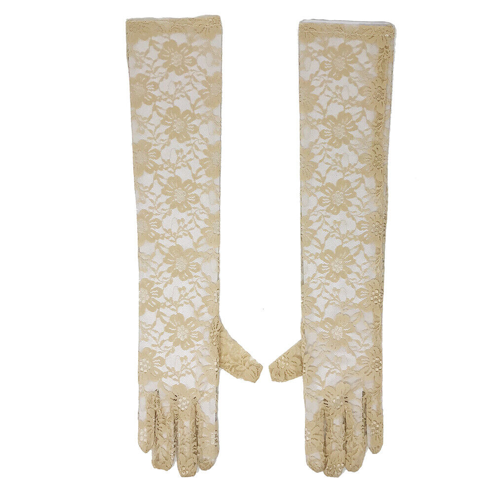 US Sexy Lace Gloves Thin Long Bride Wedding Party Arm Elbow Prom Driving 19.7''