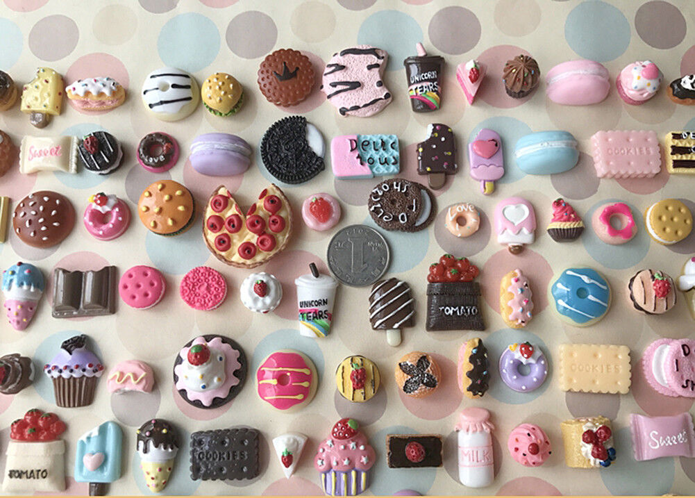 US 15~100 Pc Slime Bread Candy Unicorn Resin Flat Back Scrapbooking Charms DIY