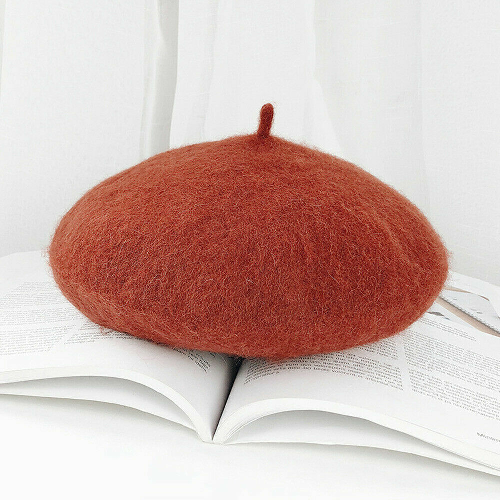 US Beanie Beret Winter Warmer French Artist Hats Ski Caps 95% Wool Solid Color