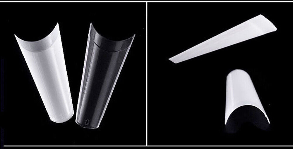 US 500-1000Pc Clear Natural Salon Half French False Acrylic Nail Art Cowboy Tips