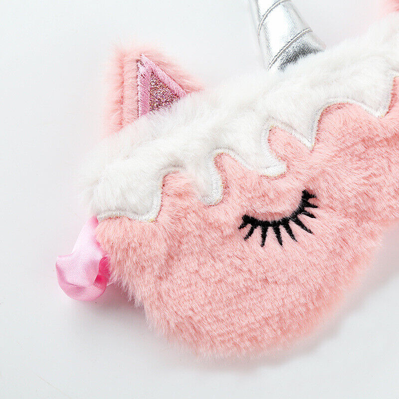 US Unicorn Animal Eye Mask Soft Plush Sleep Masks Sleeping Blindfold Traveling