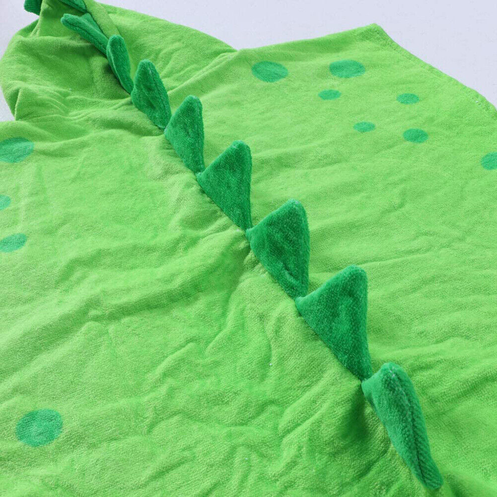 US Capped Hooded Baby Kids Dinosaur Bath Towel Wrap Toddler Bathrobe Cloak Cape