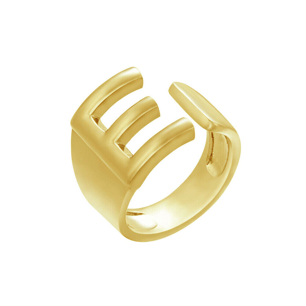 US Alphabet Letter A to Z Resizable Knuckle Ring Initial Gold Silver Letter Ring