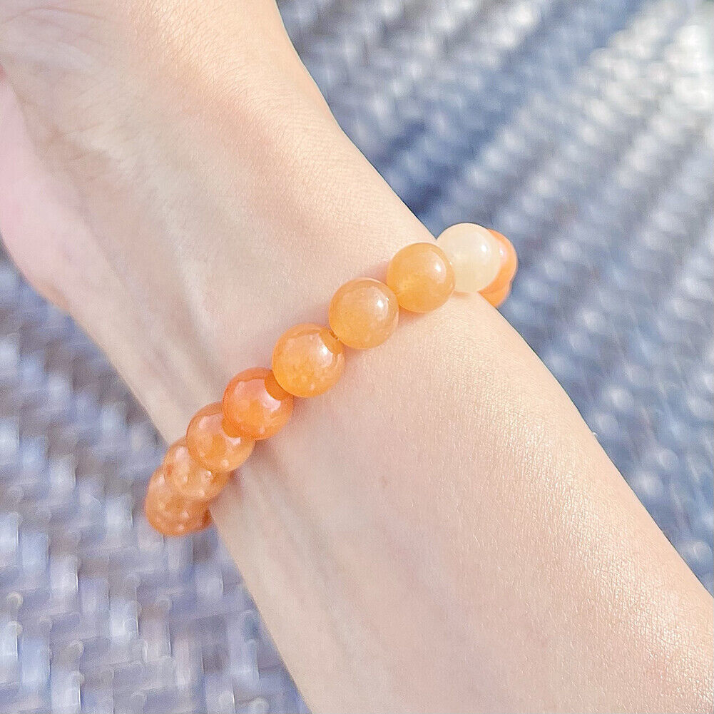 US Handmade Natural Soothing Stone Smooth Morganite/Aventurine Beaded Bracelet