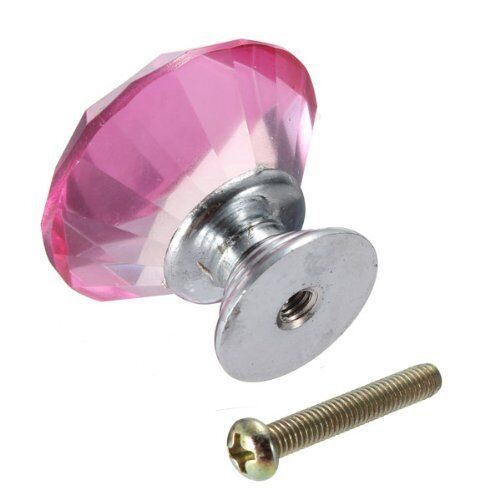 10Pcs Crystal Glass Cabinet Knob Diamond Shape 30mm Drawer Cupboard Handle Pull