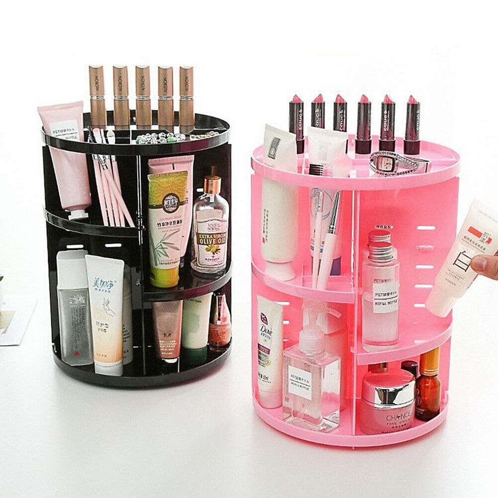 360 Degree Rotating Cosmetic Makeup Organizer Storage Box Lipstick Shelf Display