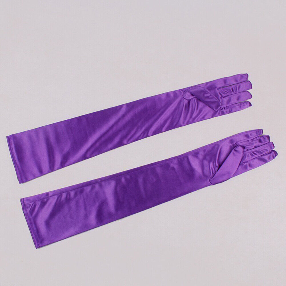 US 20.47'' Satin Evening Gloves Long Party Dance Elbow Arm Length Opera Cosplay