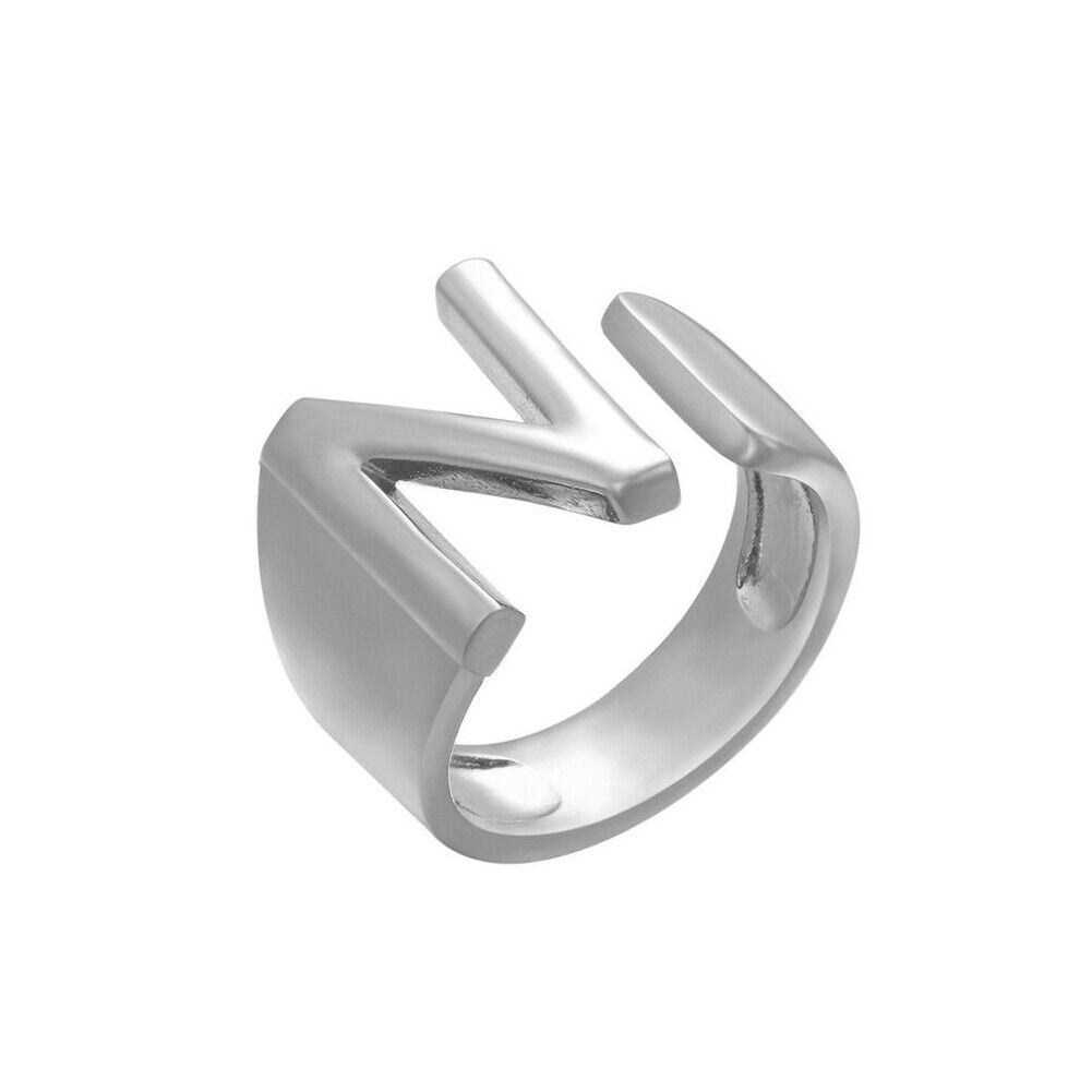 US Alphabet Letter A to Z Resizable Knuckle Ring Initial Gold Silver Letter Ring