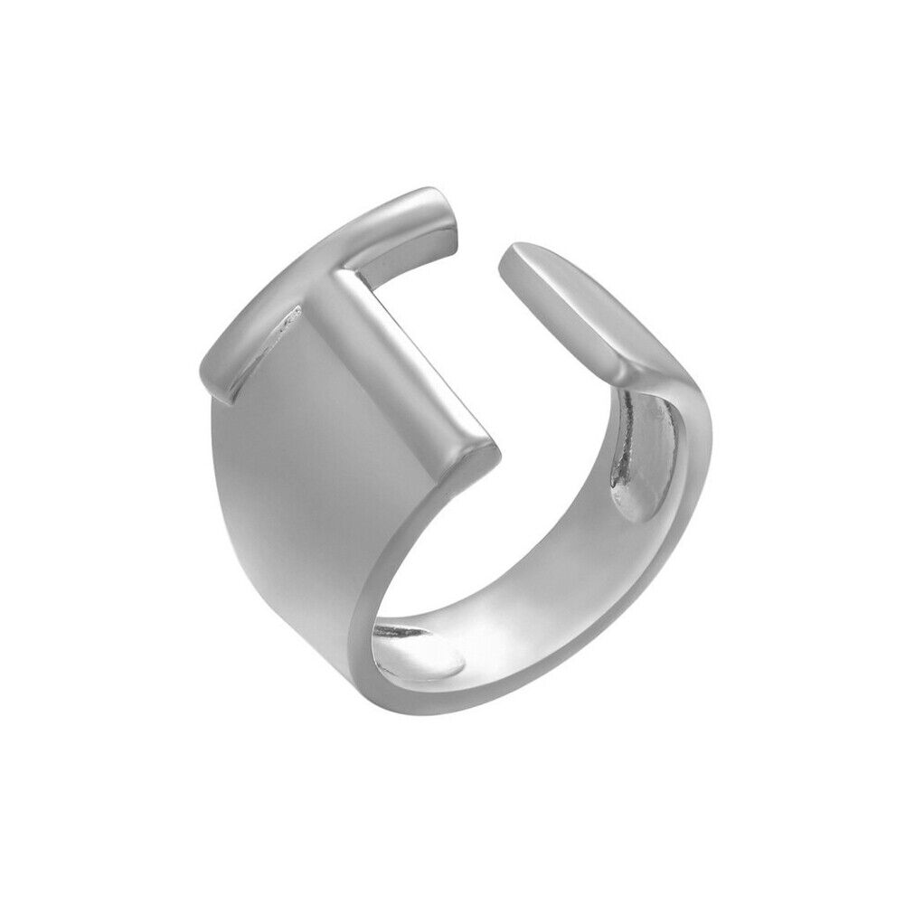 US Alphabet Letter A to Z Resizable Knuckle Ring Initial Gold Silver Letter Ring